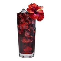 3D Rendering of a Rose Berry Cocktail Juice in a Glass Transparent Background png