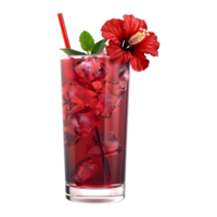 3D Rendering of a Rose Berry Cocktail Juice in a Glass Transparent Background png