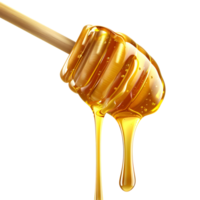 3D Rendering of a Honey dripping from a wooden spoon Transparent Background png