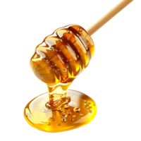 3D Rendering of a Honey dripping from a wooden spoon Transparent Background png