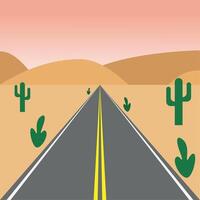 Illustration design of road in the desert at evening vector