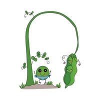 Funny cartoon green peas vector