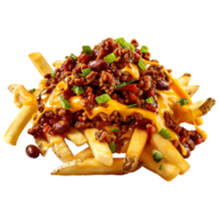 3D Rendering of a Chili Cheese Fries on Transparent Background png