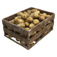 3D Rendering of a Potatoes in a Wooden Tray on Transparent Background png