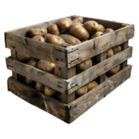 3D Rendering of a Potatoes in a Wooden Tray on Transparent Background png