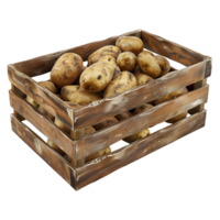 3D Rendering of a Potatoes in a Wooden Tray on Transparent Background png