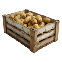 3D Rendering of a Potatoes in a Wooden Tray on Transparent Background png