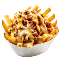 3D Rendering of a Chili Cheese Fries on Transparent Background png