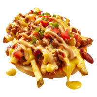 3D Rendering of a Chili Cheese Fries on Transparent Background png