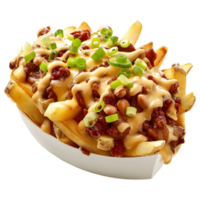 3D Rendering of a Chili Cheese Fries on Transparent Background png