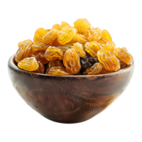 3d le rendu de une raisins secs dans une bol sur transparent Contexte png