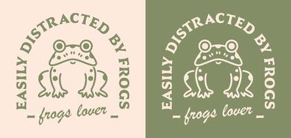 Frog lover club logo quotes lettering badge sticker easily distracted by frogs cute green cottagecore frogcore goblincore toad aesthetic funny gifts text for shirt design printable cut file vector