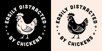 pollo amante club citas redondo Insignia pegatina fácilmente distraído por pollos aves de corral granjero granja niña vida estético gracioso humor imprimible regalos camisa diseño cortar archivo vector