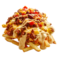 3D Rendering of a Chili Cheese Fries on Transparent Background png