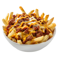 3D Rendering of a Chili Cheese Fries on Transparent Background png