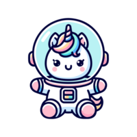 cute unicorn astronaut icon character png