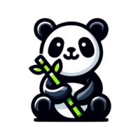 cute panda holding bamboo icon character cartoon png