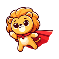 cute lion hero icon character png