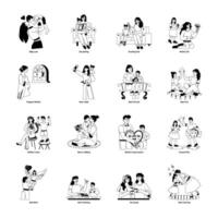 Handy Pack of Motherhood Glyph Illustrations vector