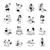 Collection of Mothers Day Glyph Illustrations vector