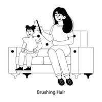 Trendy Brushing Hair vector