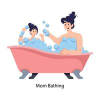 Trendy Mom Bathing vector