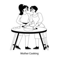 Trendy Mother Cooking vector