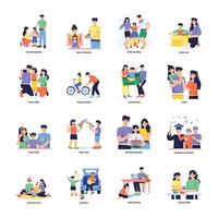 Latest Pack of Family Bonding Flat Illustrations vector