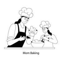 Trendy Mom Baking vector