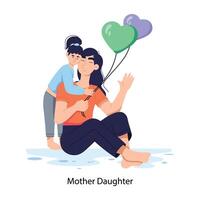 Trendy Mother Daughter vector