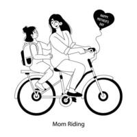 Trendy Mom Riding vector