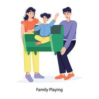 Trendy Family Playing vector