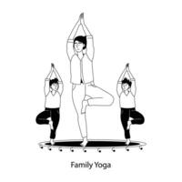 Trendy Family Yoga vector