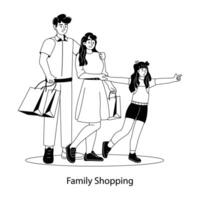Trendy Family Shopping vector