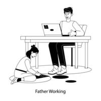 Trendy Father Working vector