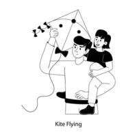 Trendy Kite Flying vector