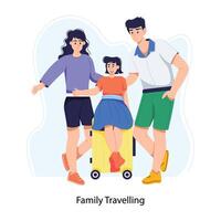 Trendy Family Travelling vector