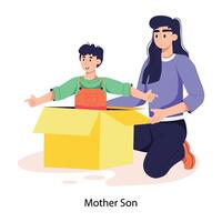 Trendy Mother Son vector