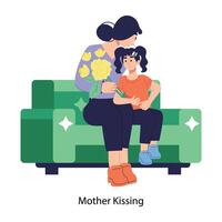 Trendy Mother Kissing vector