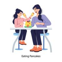 Trendy Eating Pancakes vector