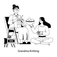 Trendy Grandma Knitting vector