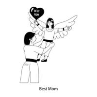 Trendy Best Mom vector