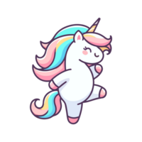 carino unicorno danza icona personaggio cartone animato png