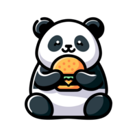 schattig panda aan het eten Hamburger icoon karakter tekenfilm png