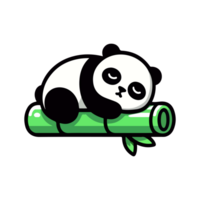 cute panda sleeping on bamboo icon character cartoon png