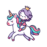 drottning ridning en söt enhörning ikon karaktär tecknad serie png