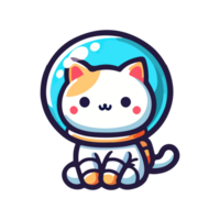 cute cat astronaut icon character png