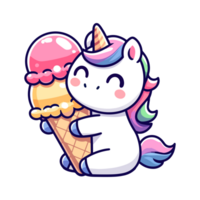 cute unicorn and ice cream icon character png