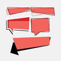 set of red speech bubbles with arrows and arrows vector