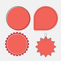 four red labels with different shapes and sizes vector